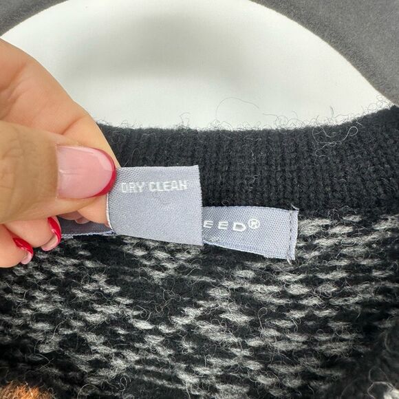 Vintage Caroll Reed Cardigan Sweater Fair Isle Wool Metal Frog Clasp Nordic - Picture 4 of 10